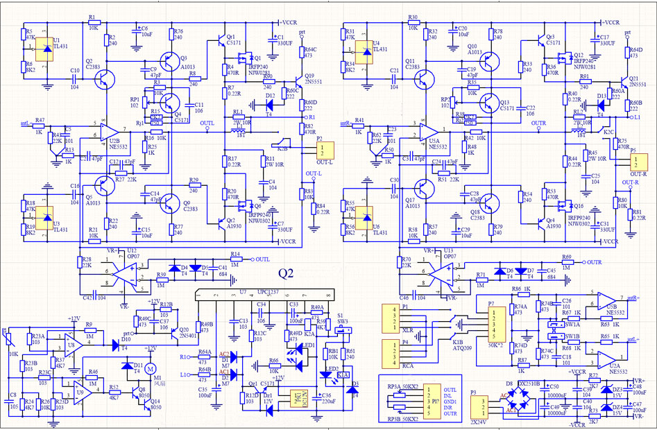 Module Amplificateur Stéréo Class AB à Transistors Bipolaires 2x68W / 4 Ohm